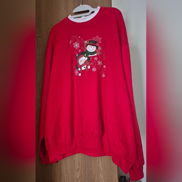 Decorated Originals Sweater Womens Size 3XL Snowman Patch Christmas Red Pullover - Picture 3 of 14